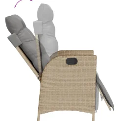 vidaXL 3-delige Bistroset met kussens poly rattan gemengd beige