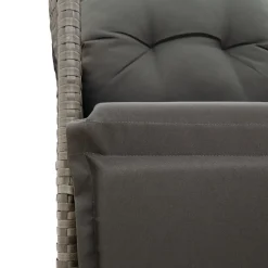 vidaXL 3-delige Bistroset met kussens poly rattan grijs