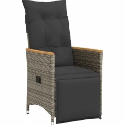 vidaXL 3-delige Bistroset met kussens poly rattan grijs