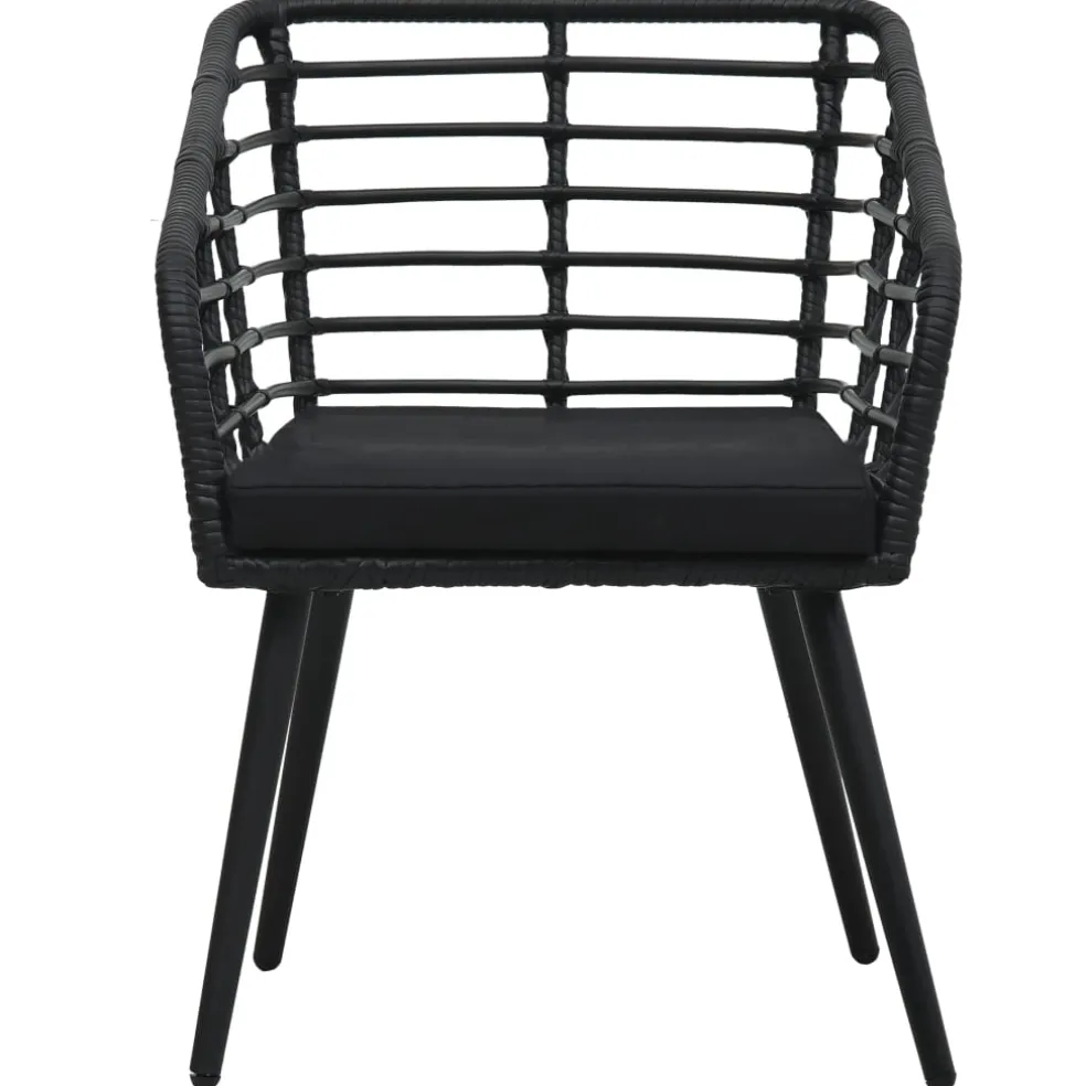 vidaXL 3-delige Bistroset poly rattan zwart