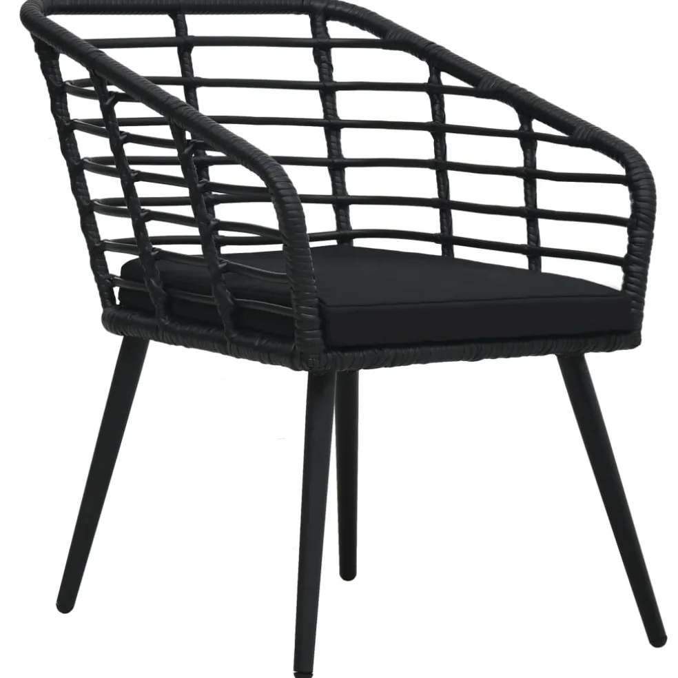 vidaXL 3-delige Bistroset poly rattan zwart
