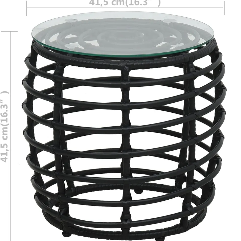 vidaXL 3-delige Bistroset poly rattan zwart