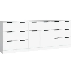 vidaXL 3-delige Dressoirs bewerkt hout wit