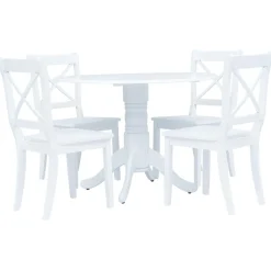 vidaXL 5-delige Eethoek massief rubberwood wit