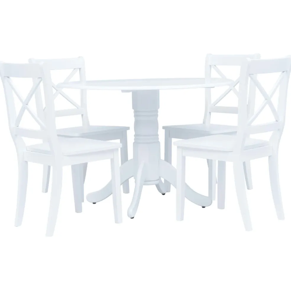 vidaXL 5-delige Eethoek massief rubberwood wit