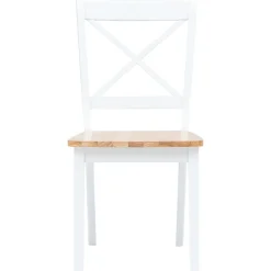 vidaXL 5-delige Eethoek massief rubberwood wit en bruin
