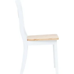 vidaXL 5-delige Eethoek massief rubberwood wit en bruin