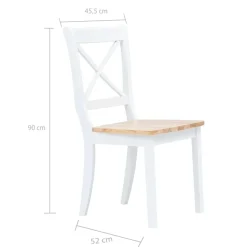 vidaXL 5-delige Eethoek massief rubberwood wit en bruin