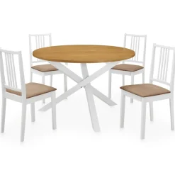 vidaXL 5-delige Eethoek MDF wit