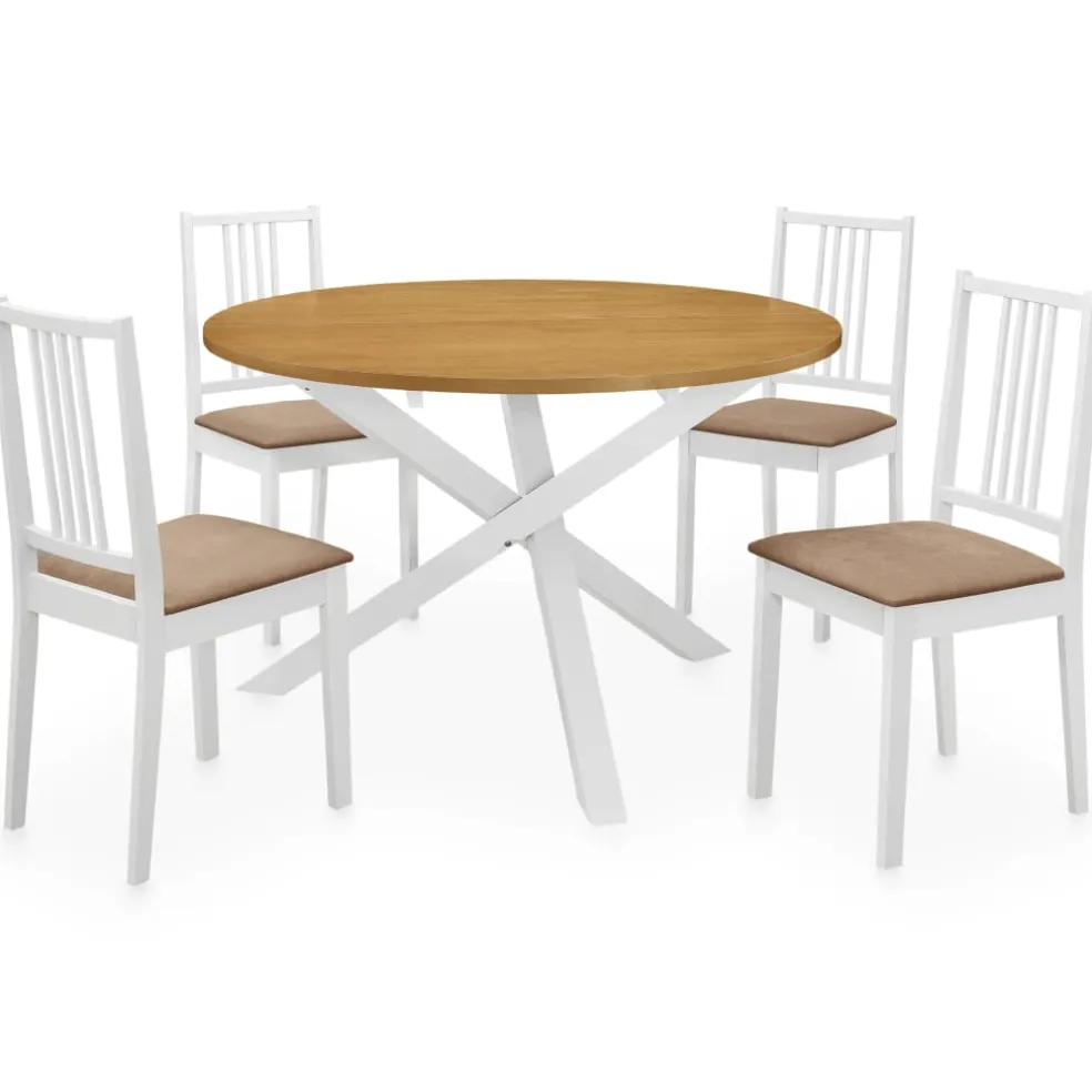 vidaXL 5-delige Eethoek MDF wit