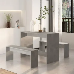 vidaXL 3-delige Eethoekset bewerkt hout betongrijs
