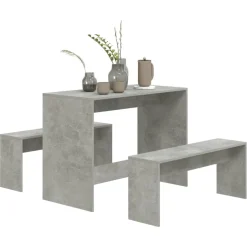 vidaXL 3-delige Eethoekset bewerkt hout betongrijs