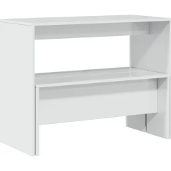 vidaXL 3-delige Eettafel en bankenset bewerkt hout hoogglans wit