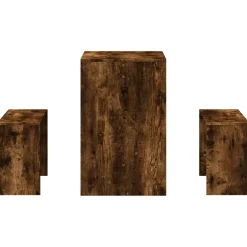 vidaXL 3-delige Eettafel en bankenset bewerkt hout gerookt eikenkleur