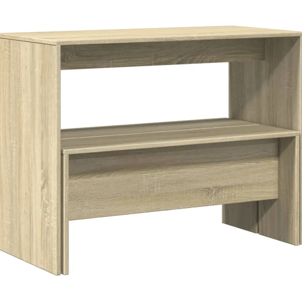 vidaXL 3-delige Eettafel en bankenset bewerkt hout sonoma eikenkleurig
