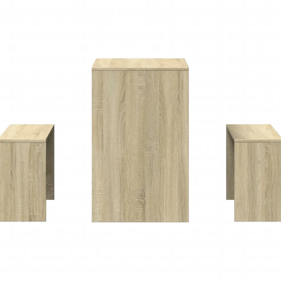 vidaXL 3-delige Eettafel en bankenset bewerkt hout sonoma eikenkleurig