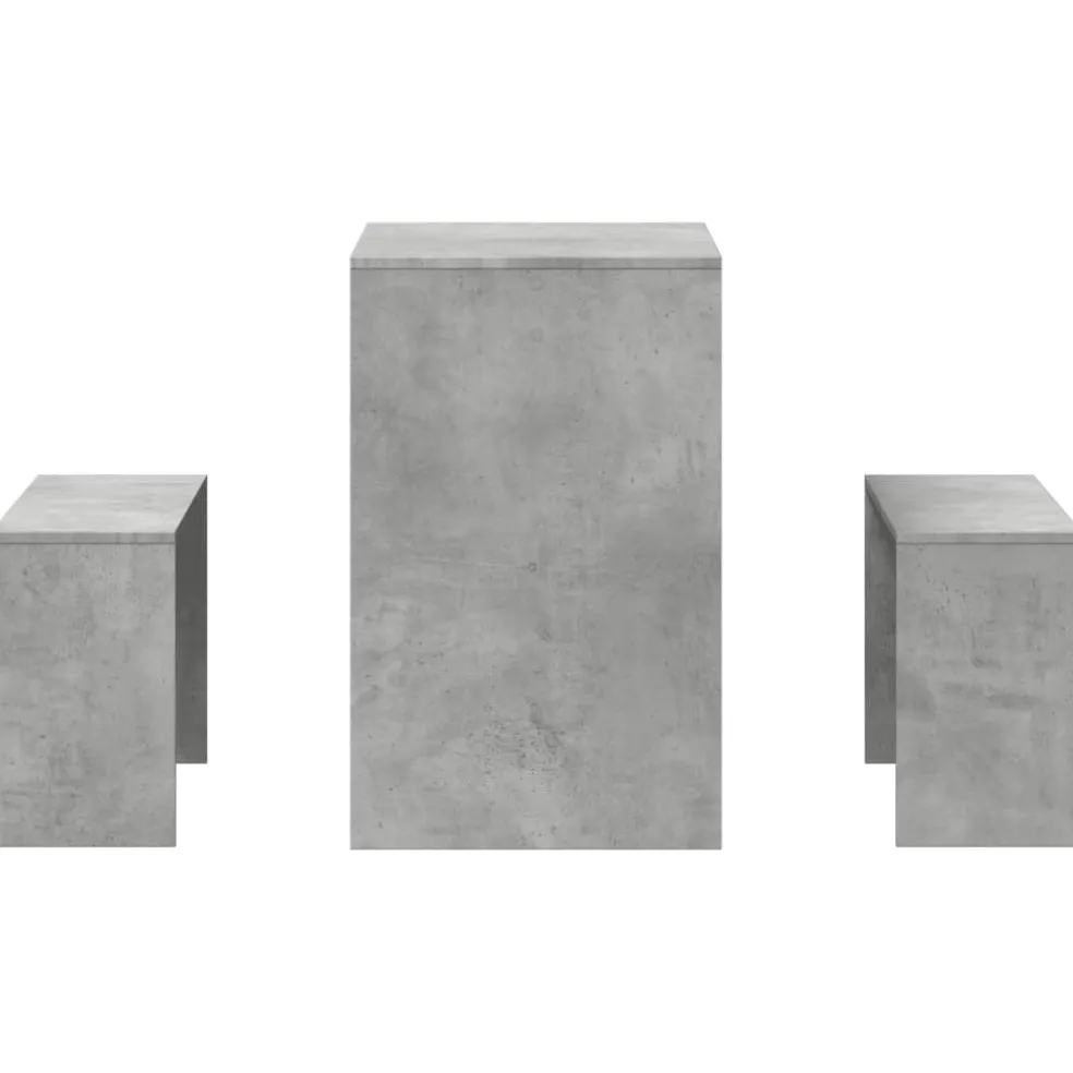 vidaXL 3-delige Eettafel en bankenset bewerkt hout betongrijs