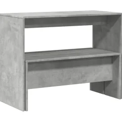 vidaXL 3-delige Eettafel en bankenset bewerkt hout betongrijs