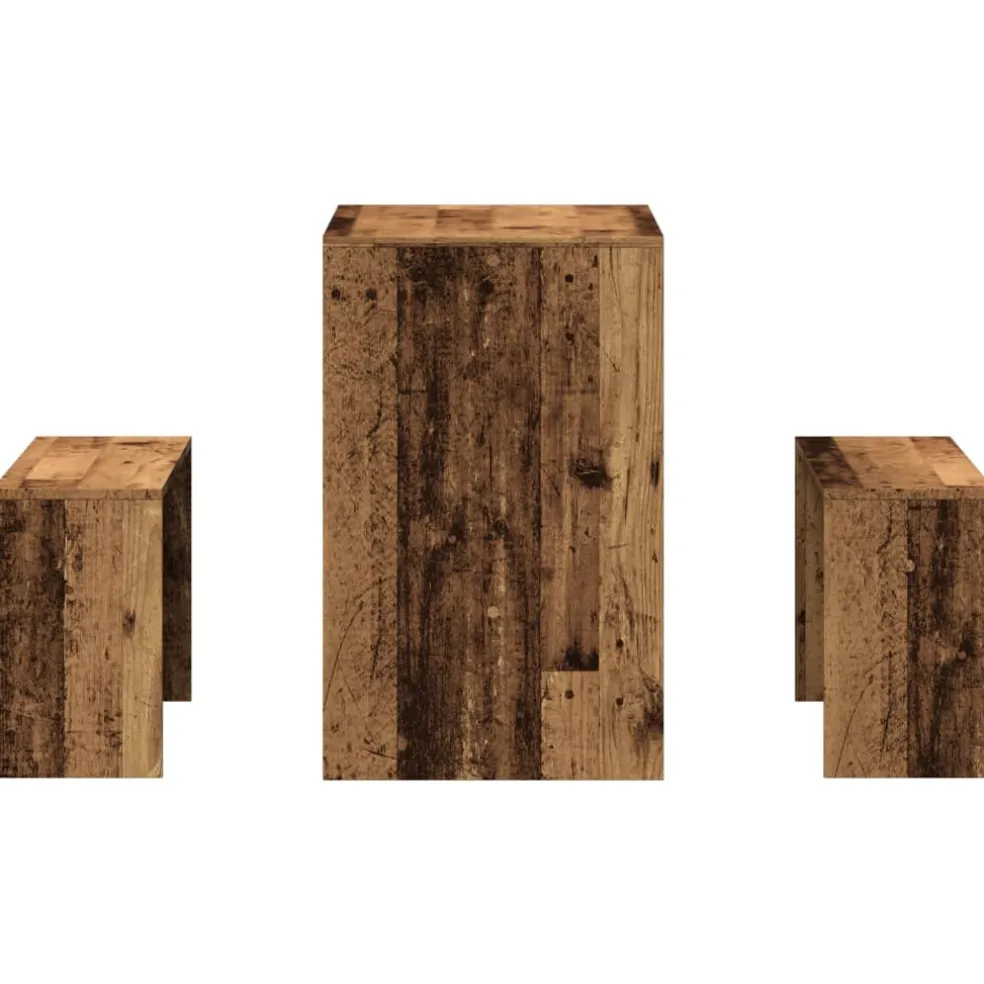 vidaXL 3-delige Eettafel en bankenset bewerkt hout oud houtkleurig