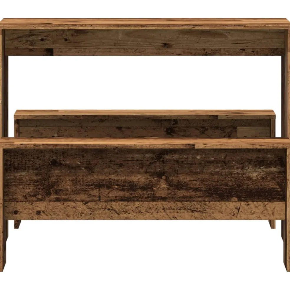 vidaXL 3-delige Eettafel en bankenset bewerkt hout oud houtkleurig