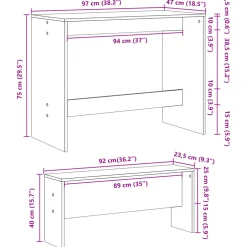 vidaXL 3-delige Eettafel en bankenset bewerkt hout oud houtkleurig