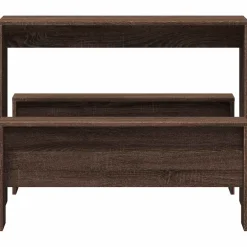 vidaXL 3-delige Eettafel en bankenset bewerkt hout bruin eikenkleur