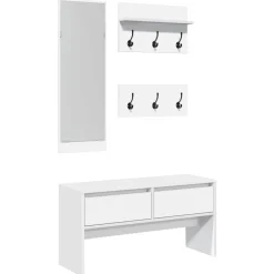 vidaXL 4-delige Garderobe set bewerkt hout wit