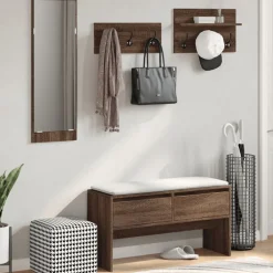vidaXL 4-delige Garderobe set bewerkt hout bruin eikenkleurig