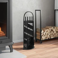 vidaXL 5-delige Haardset 23x15x66 cm staal