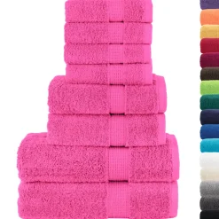 vidaXL 8-delige Handdoekenset SOLUND 600 g/m² roze