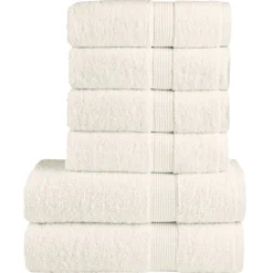 vidaXL 6-delige Handdoekenset SOLUND 600 g/m² crèmekleurig
