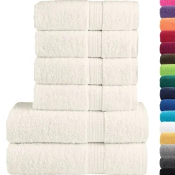 vidaXL 6-delige Handdoekenset SOLUND 600 g/m² crèmekleurig