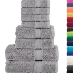 vidaXL 8-delige Handdoekenset SOLUND 600 g/m² grijs