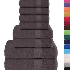 vidaXL 8-delige Handdoekenset FROGN 360 g/m² antraciet