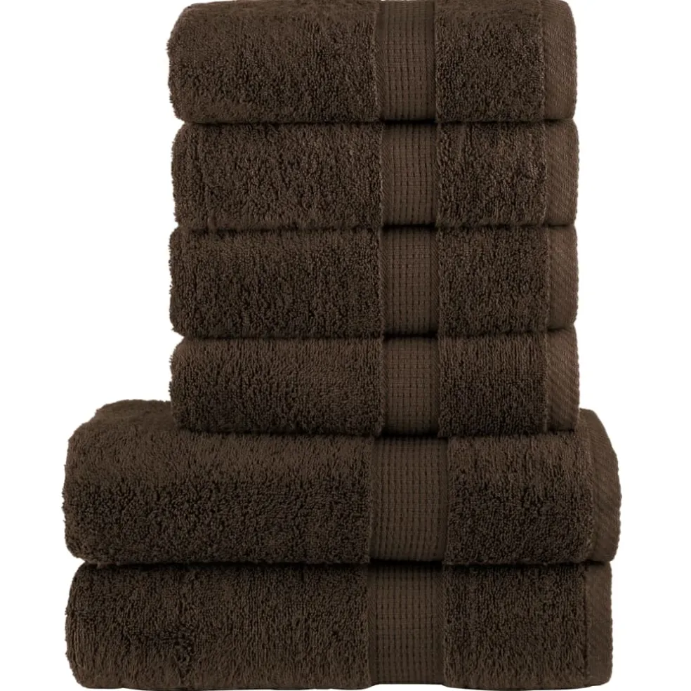 vidaXL 6-delige Handdoekenset SOLUND 600 g/m² bruin