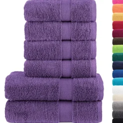 vidaXL 6-delige Handdoekenset SOLUND 600 g/m² paars