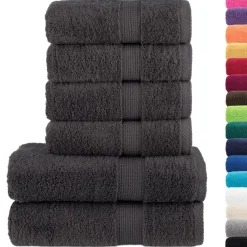 vidaXL 6-delige Handdoekenset SOLUND 600 g/m² antracietkleurig