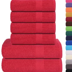 vidaXL 6-delige Handdoekenset FROGN 360 g/m² rood