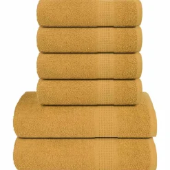 vidaXL 6-delige Handdoekenset FROGN 360 g/m² goud