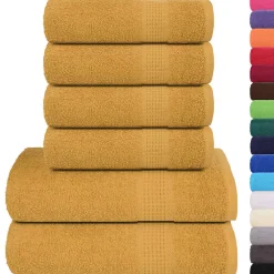 vidaXL 6-delige Handdoekenset FROGN 360 g/m² goud