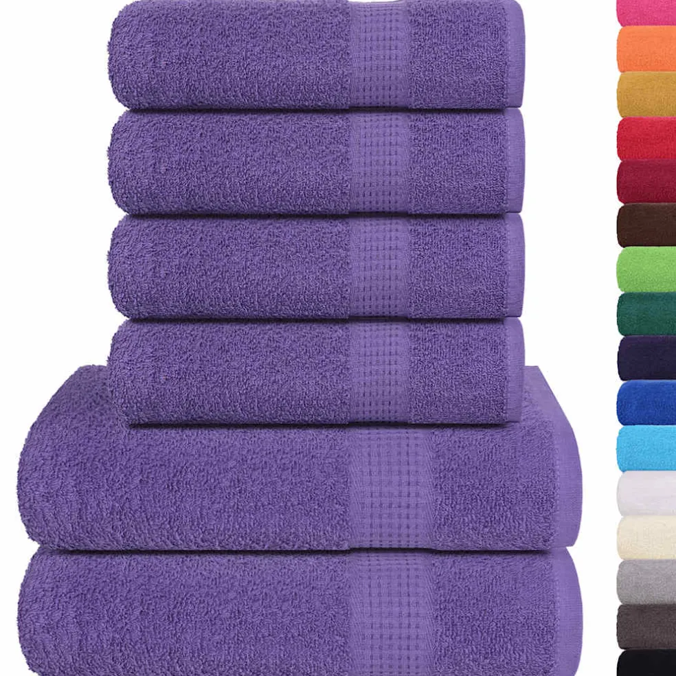 vidaXL 6-delige Handdoekenset FROGN 360 g/m² paars