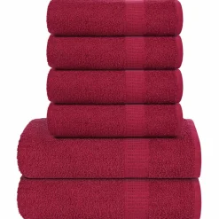 vidaXL 6-delige Handdoekenset FROGN 360 g/m² bordeaux