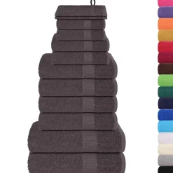 vidaXL 12-delige Handdoekenset FROGN 360 g/m² antraciet