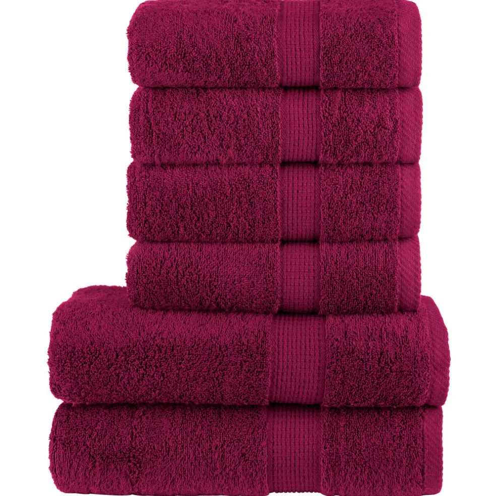 vidaXL 6-delige Handdoekenset SOLUND 600 g/m² bordeauxrood
