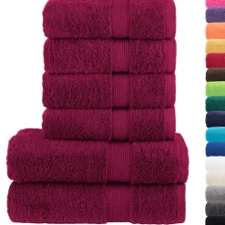 vidaXL 6-delige Handdoekenset SOLUND 600 g/m² bordeauxrood