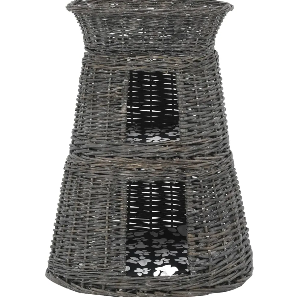 vidaXL 3-delige Kattenmandenset met kussens 47x34x60 cm wilgen