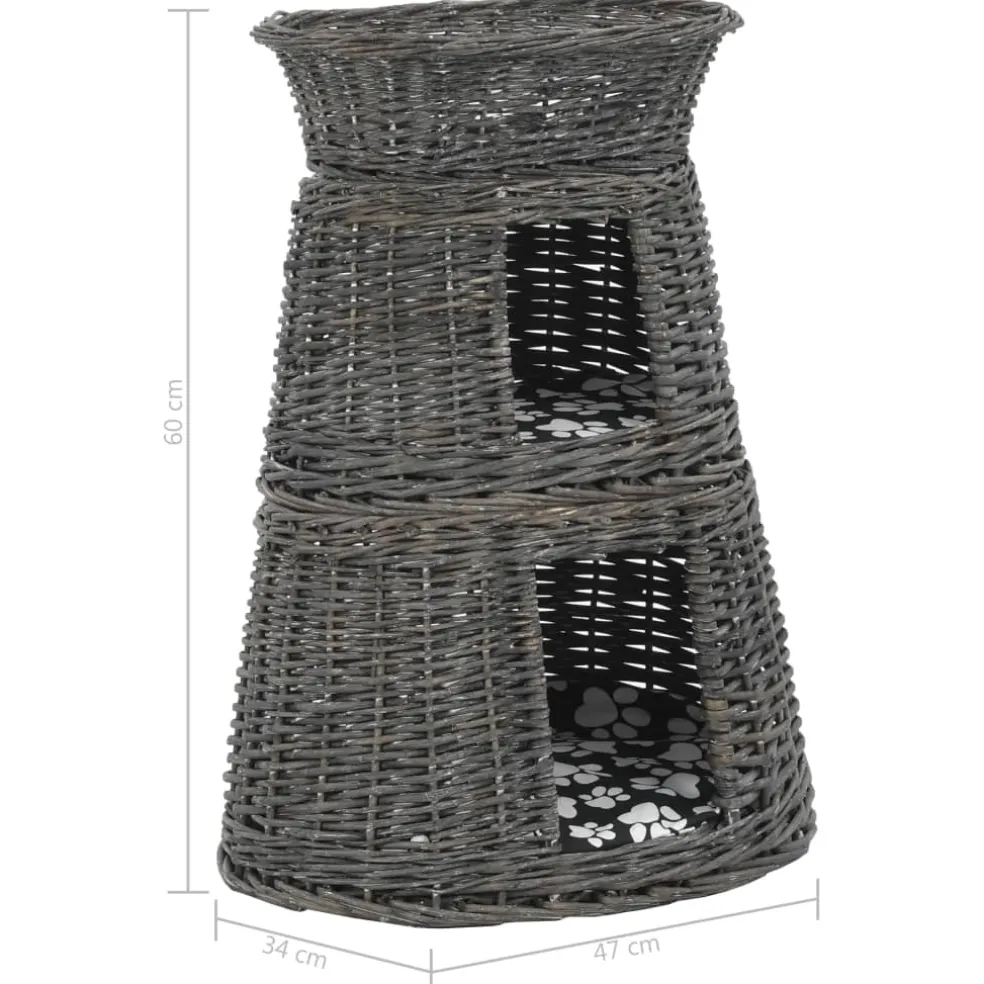 vidaXL 3-delige Kattenmandenset met kussens 47x34x60 cm wilgen