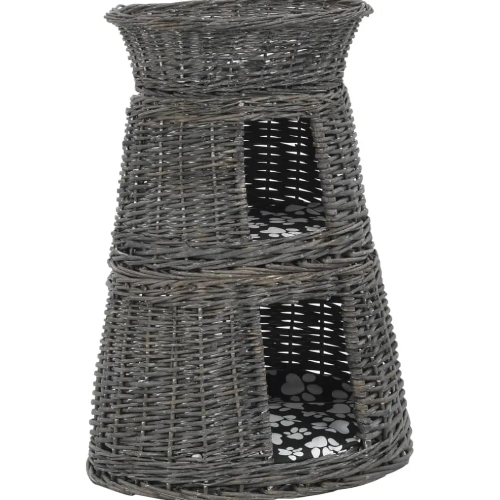 vidaXL 3-delige Kattenmandenset met kussens 47x34x60 cm wilgen