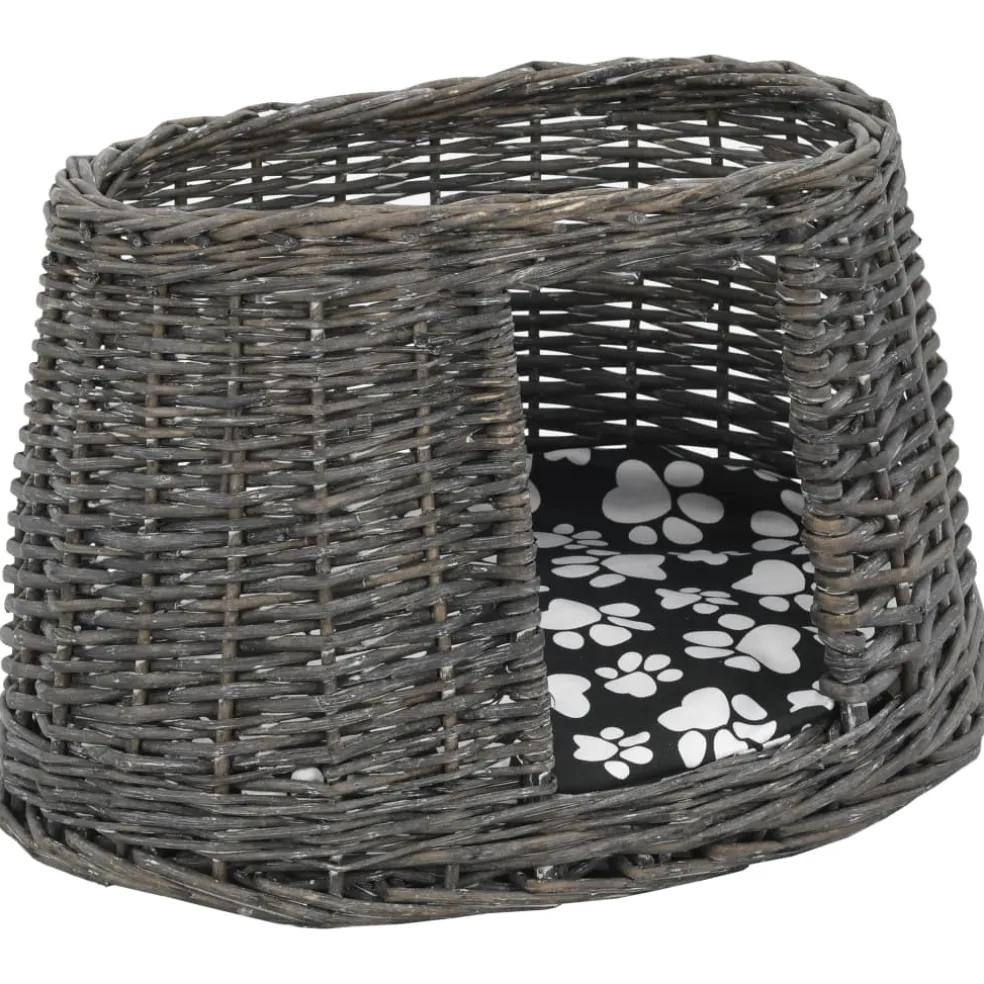 vidaXL 3-delige Kattenmandenset met kussens 47x34x60 cm wilgen