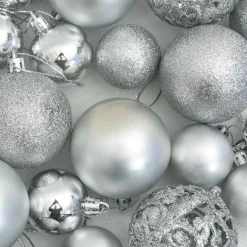 vidaXL 111-delige Kerstballenset polystyreen zilverkleurig